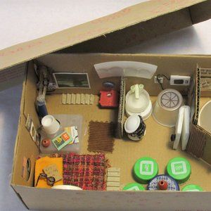 Upcycled Mini Apartment Art From Recycled Materials In a Shoe Box!